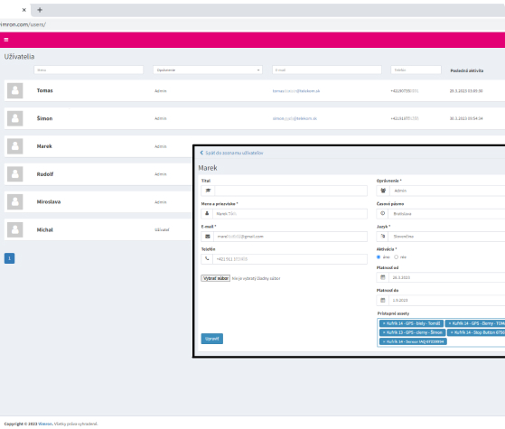 IoT Platforma - Kompletná správa užívateľov a zariadení v aplikácii.